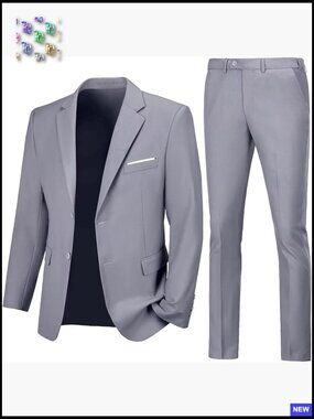 Slim Fit Two-Piece Suit Set Modern Formal Blazer Pants Wedding Work